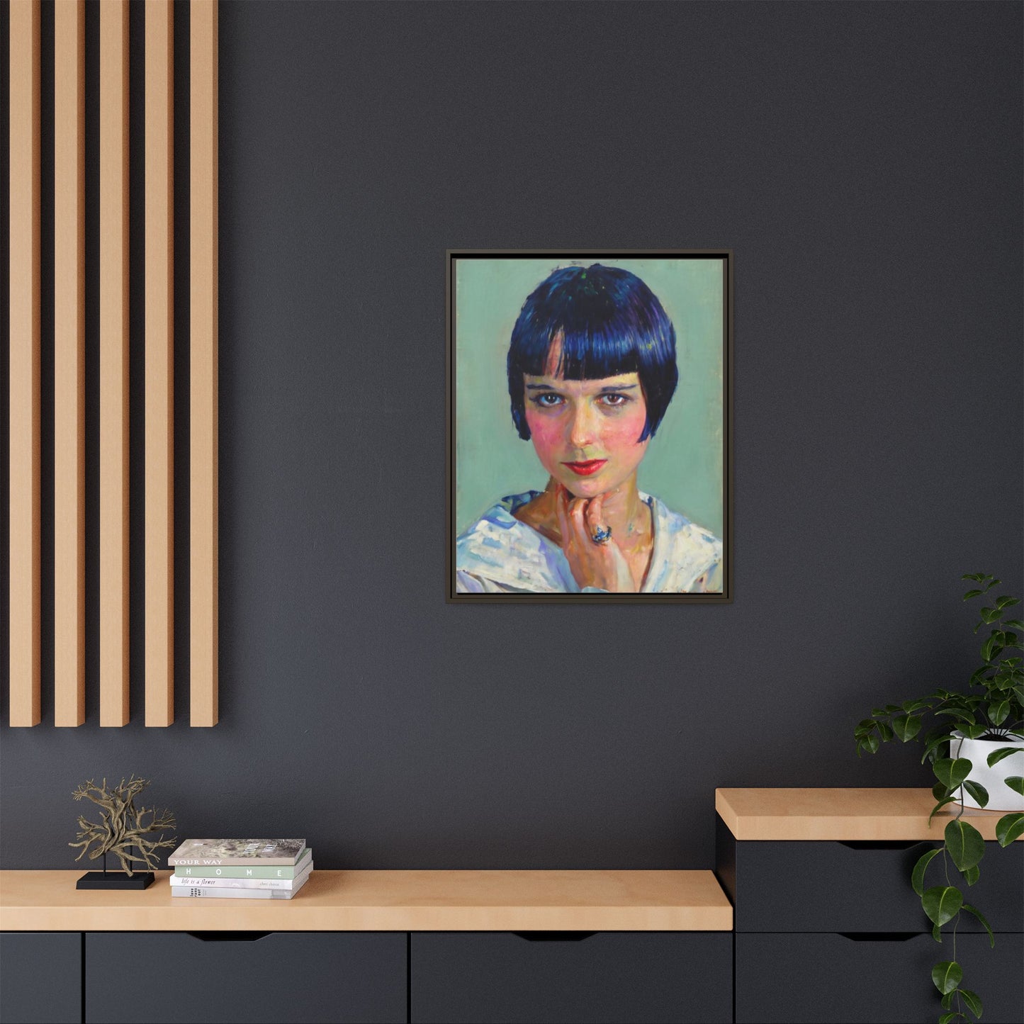 Framed Matte Canvas Portrait Print — Vintage Flapper Woman