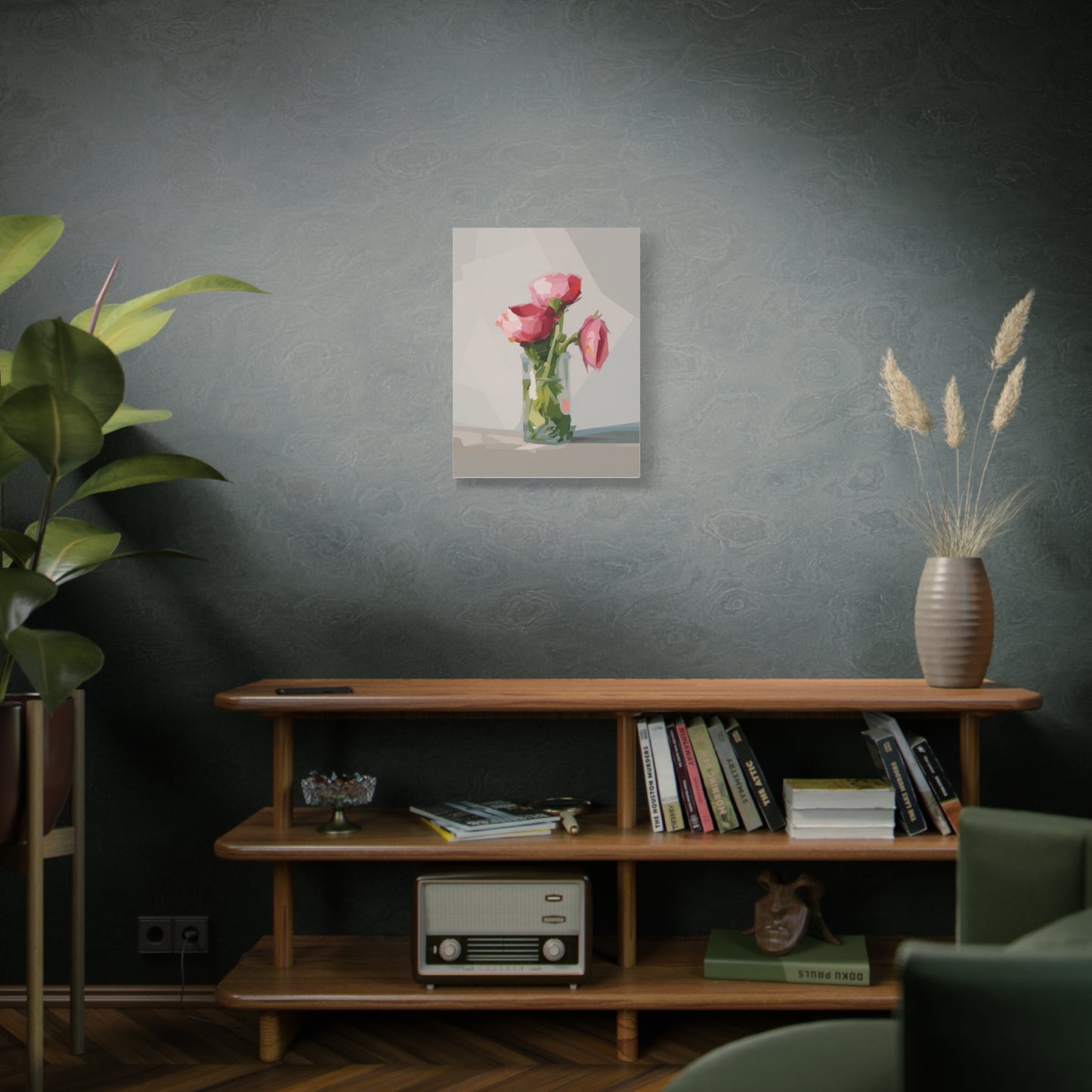 Pink Floral Vase Canvas Print — Stretched Matte Wall Art