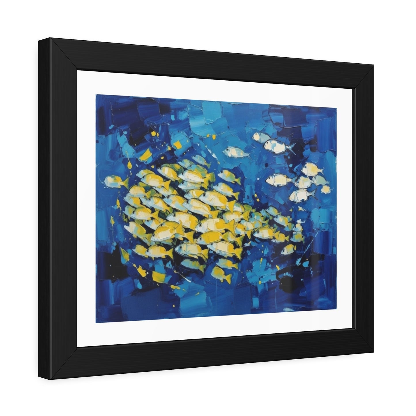 Framed Fish Poster — Blue School of Fish Nautical Wall Art Print