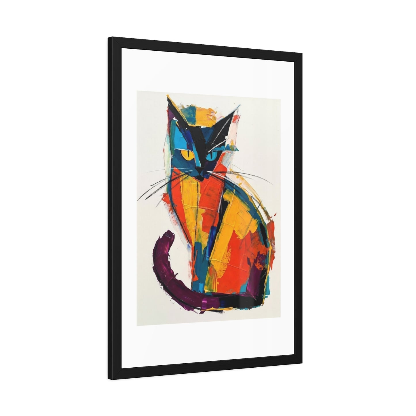 Colorful Abstract Cat Framed Poster