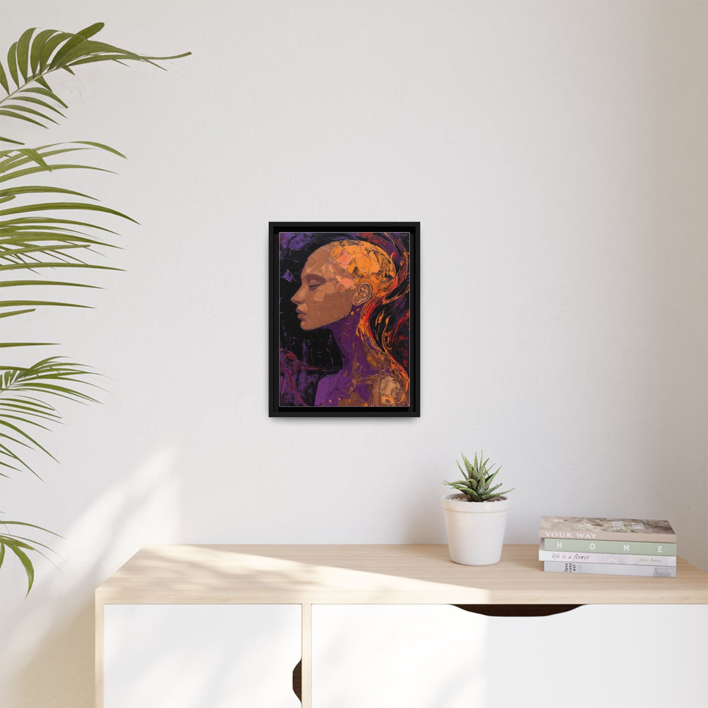 Abstract Profile Portrait Matte Framed Canvas — Multicolor Feminine Art Print
