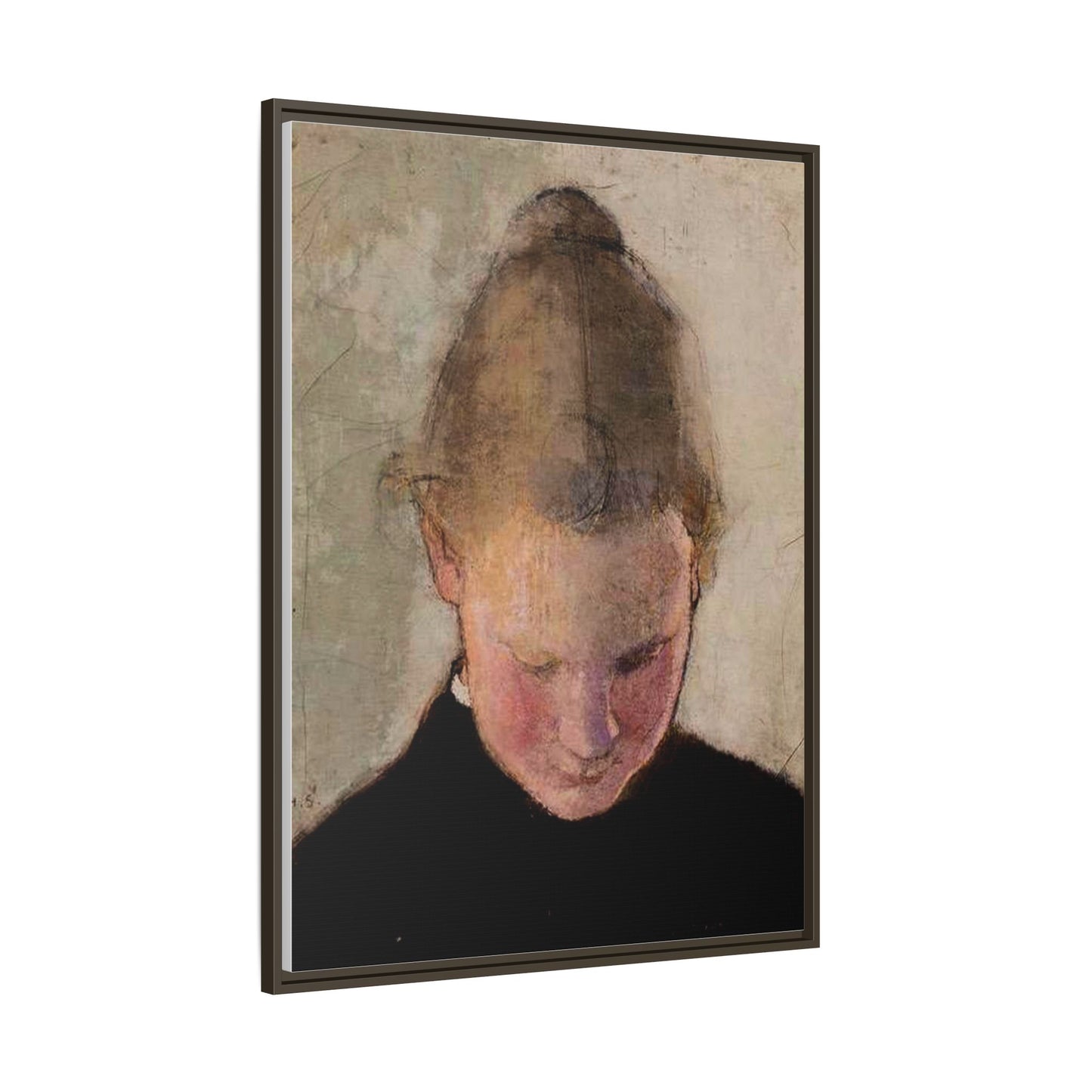 Lukeva tytto by Helena Schjerfbeck Framed Matte Canvas Art Print