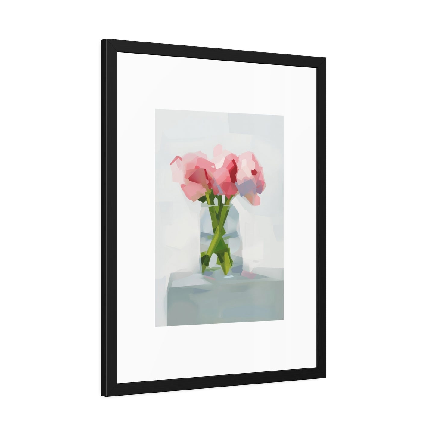 Framed Poster — Pink Floral Still Life Art Print (Modern Minimal)
