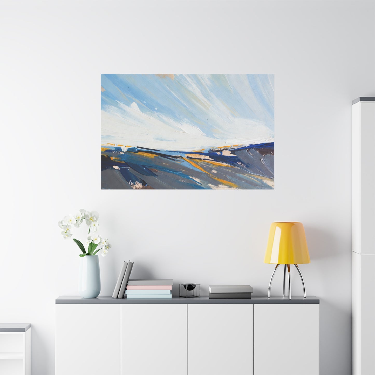 Abstract Coastal Landscape Canvas Print — Blue Sky Seascape Wall Art