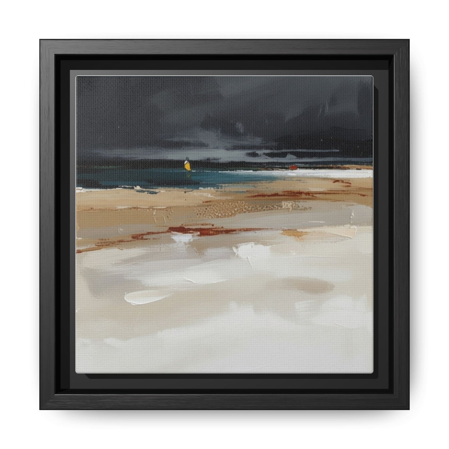 Framed Matte Canvas Beachscape Art Print — Coastal Abstract Wall Decor