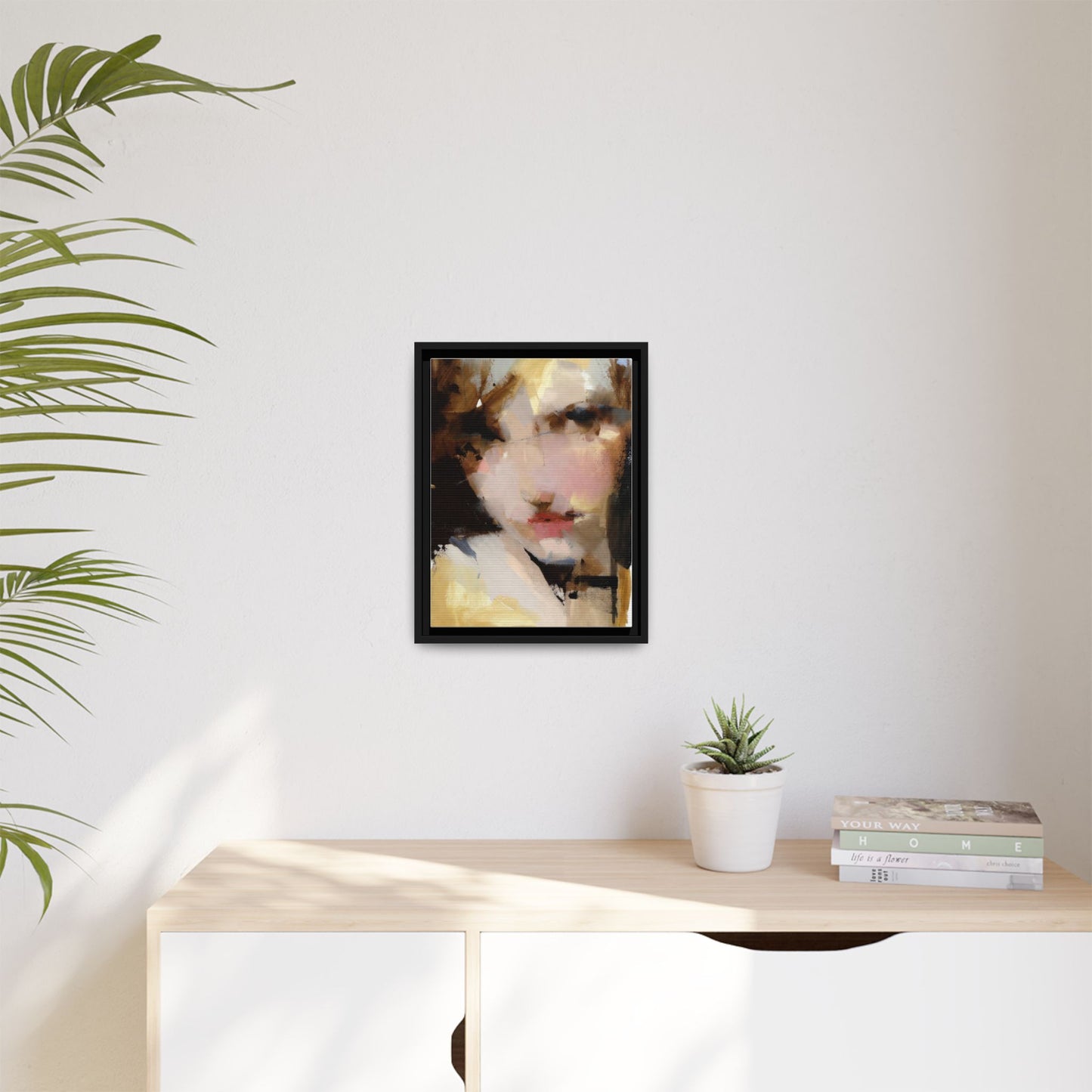 Abstract Portrait Matte Canvas Framed Print — Modern Feminine Wall Art
