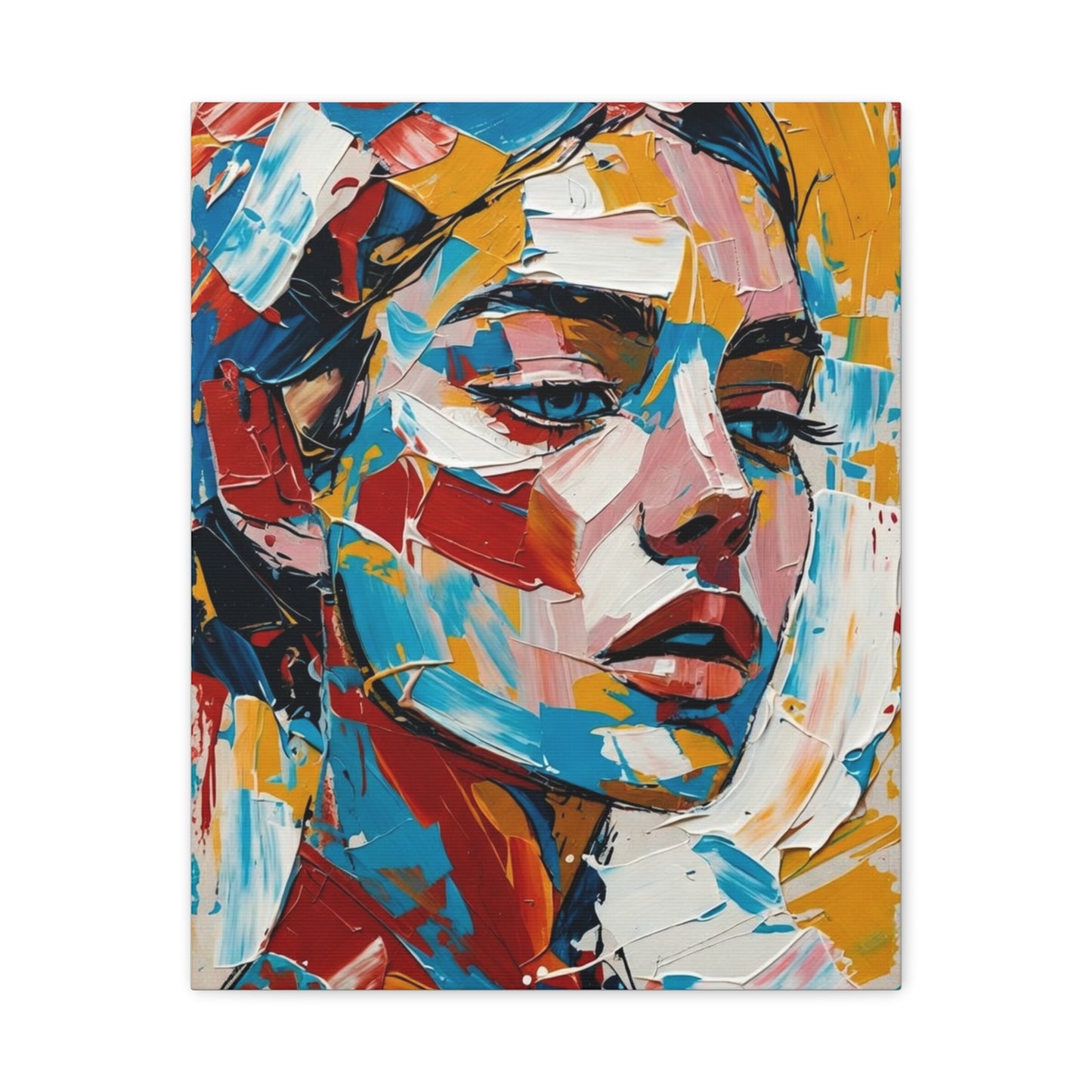 Abstract Colorful Portrait Matte Canvas Print — Modern Stretched Wall Art