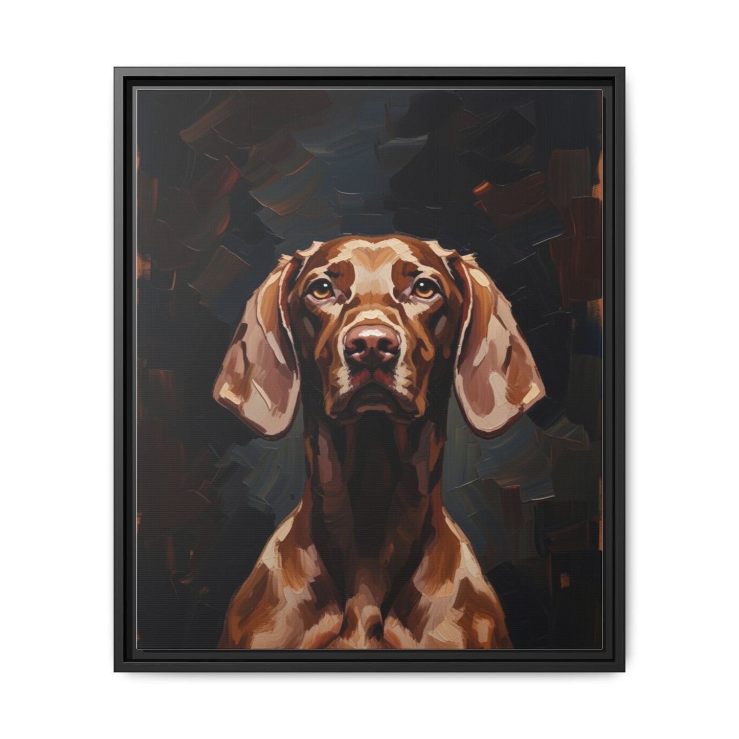 Framed Matte Canvas Dog Portrait – Brown Vizsla Wall Art