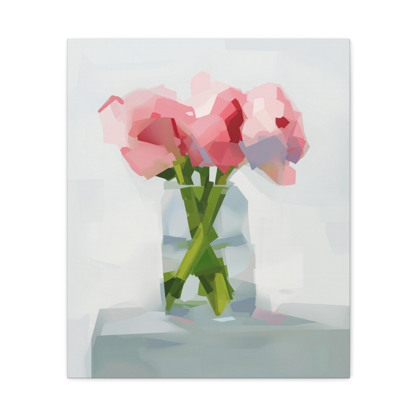 Pink Peonies Vase Canvas Art — Stretched Matte Wall Decor
