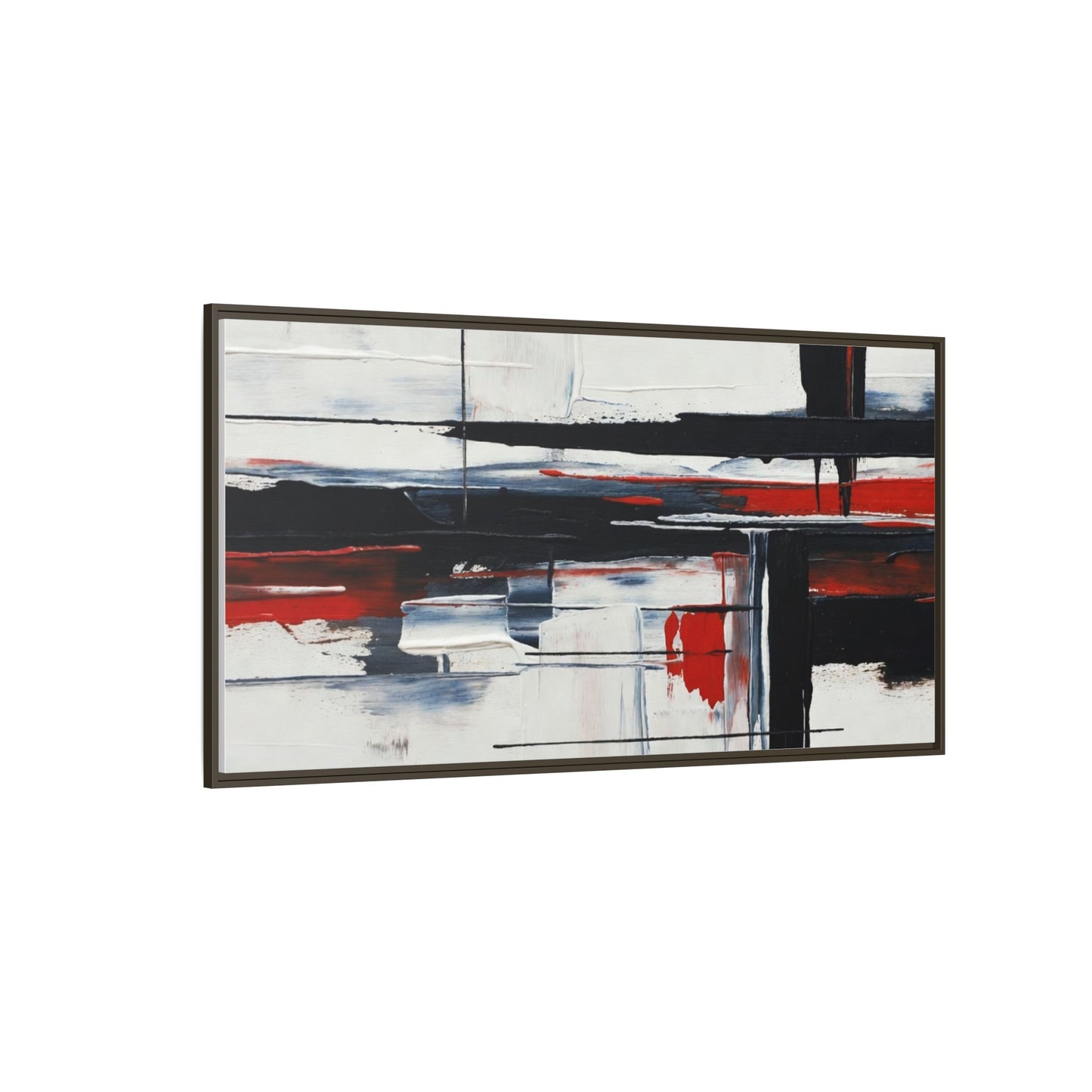 Abstract Red & Black Framed Canvas Art — Modern Matte Wall Painting
