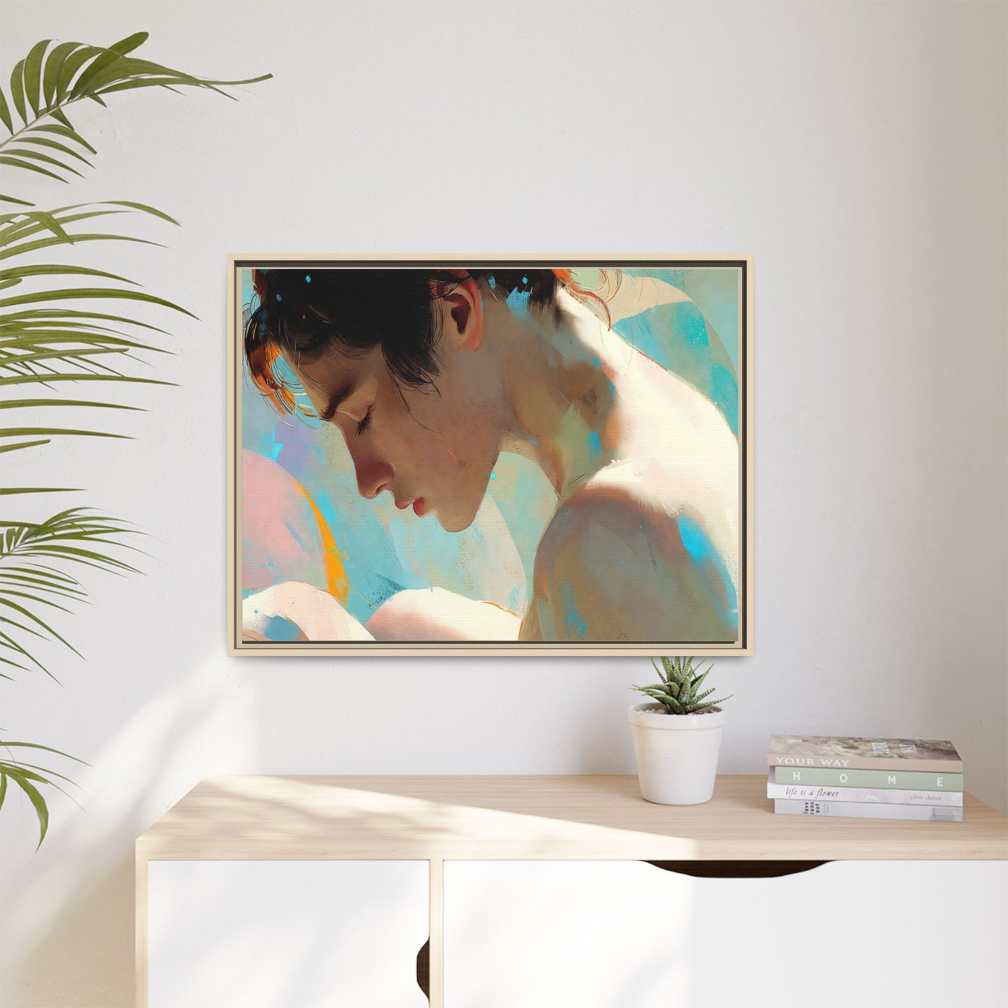 Framed Matte Canvas Print — Dreamy Portrait Art (Multi‑Color)