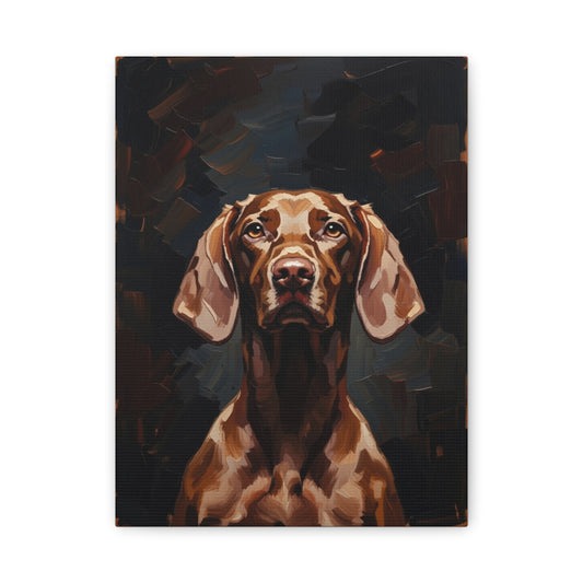 Chocolate Vizsla Canvas Wall Art — Matte Stretched Dog Portrait