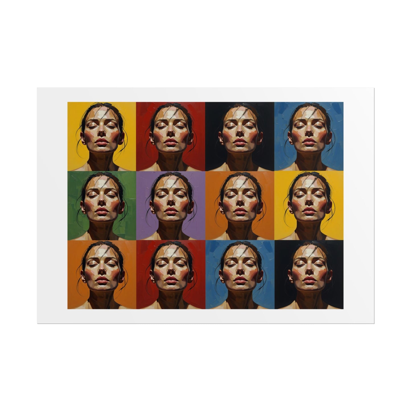 Rolled Poster — Pop Art Portrait Wall Print (Color Grid, 12-Panel)