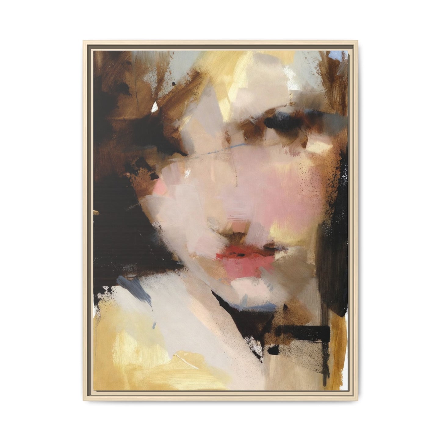 Abstract Portrait Matte Canvas Framed Print — Modern Feminine Wall Art