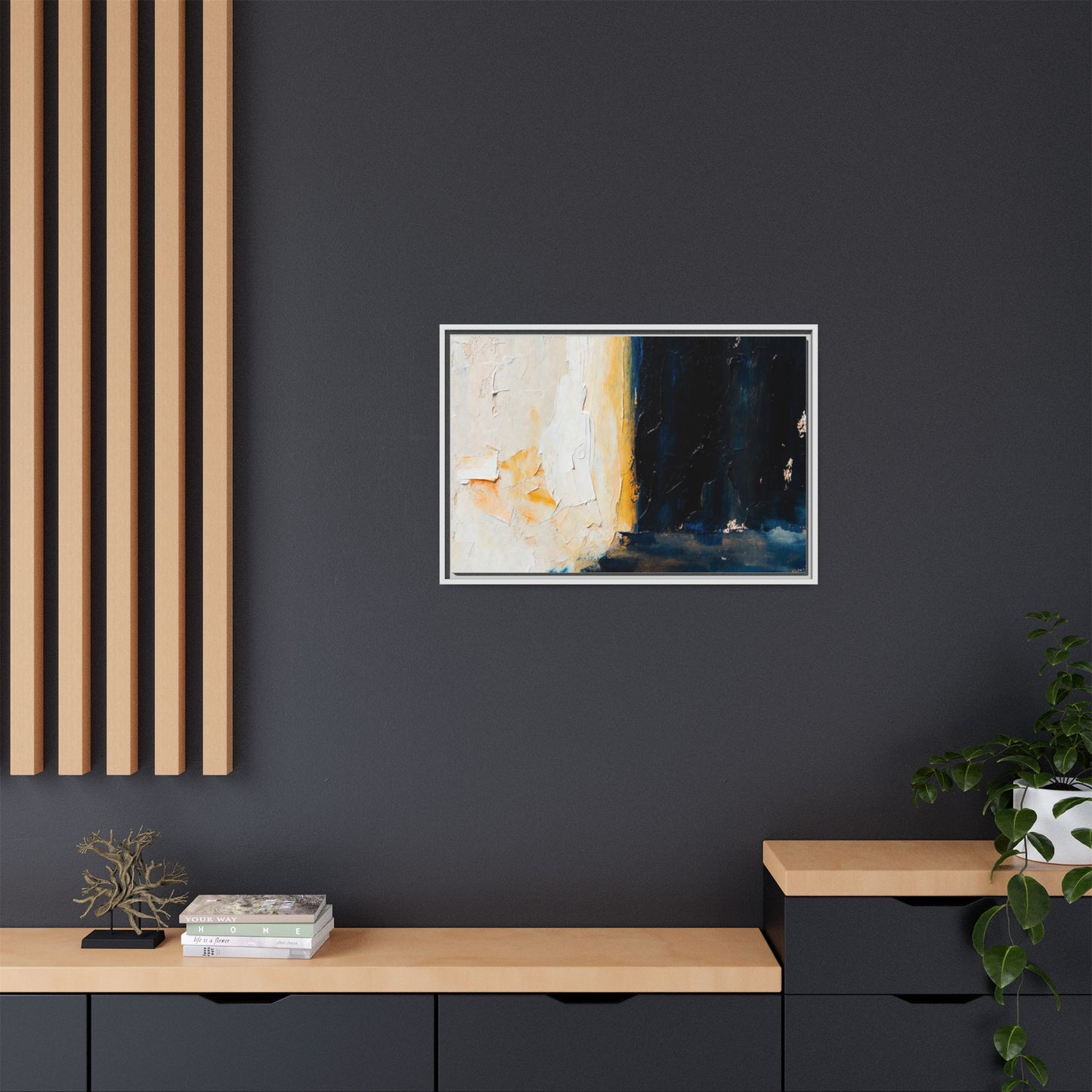 Abstract Coastal Texture Framed Canvas Art — Matte Multi-Color Wall Print