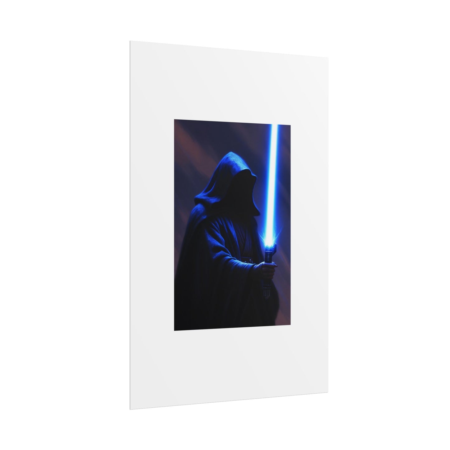 Sci‑Fi Lightsaber Poster — Hooded Jedi Warrior Wall Art (Rolled Poster)