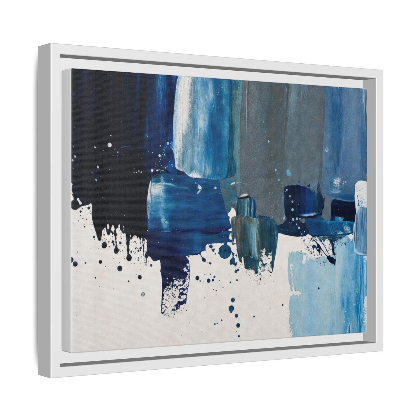 Abstract Blue Ocean Matte Canvas Framed Wall Art
