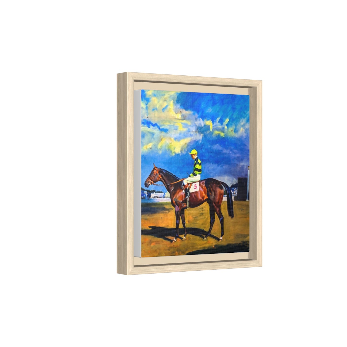 Framed Matte Canvas — Jockey on Racehorse Vintage Equestrian Wall Art
