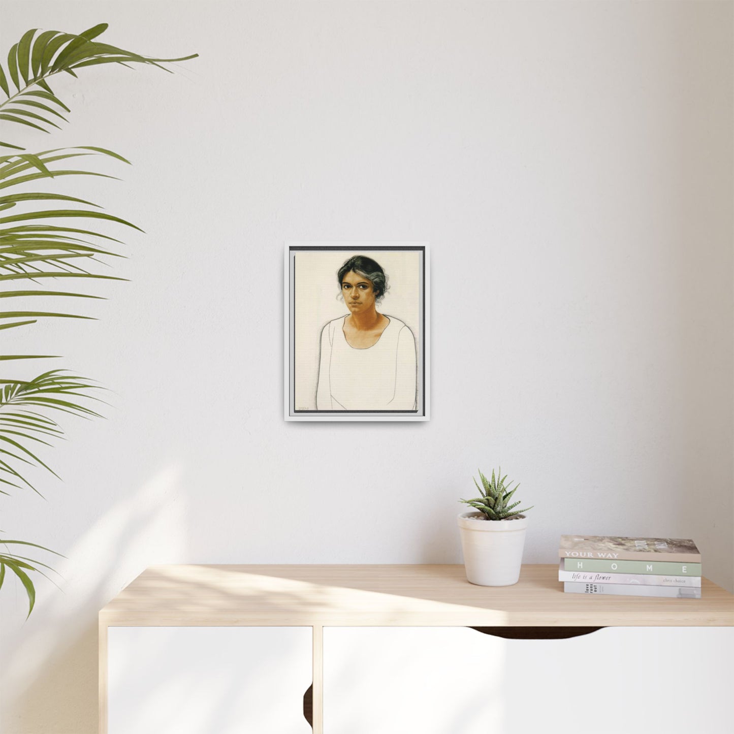 Portrait of a Woman by Winold Reiss Framed Matte Canvas Portrait Print