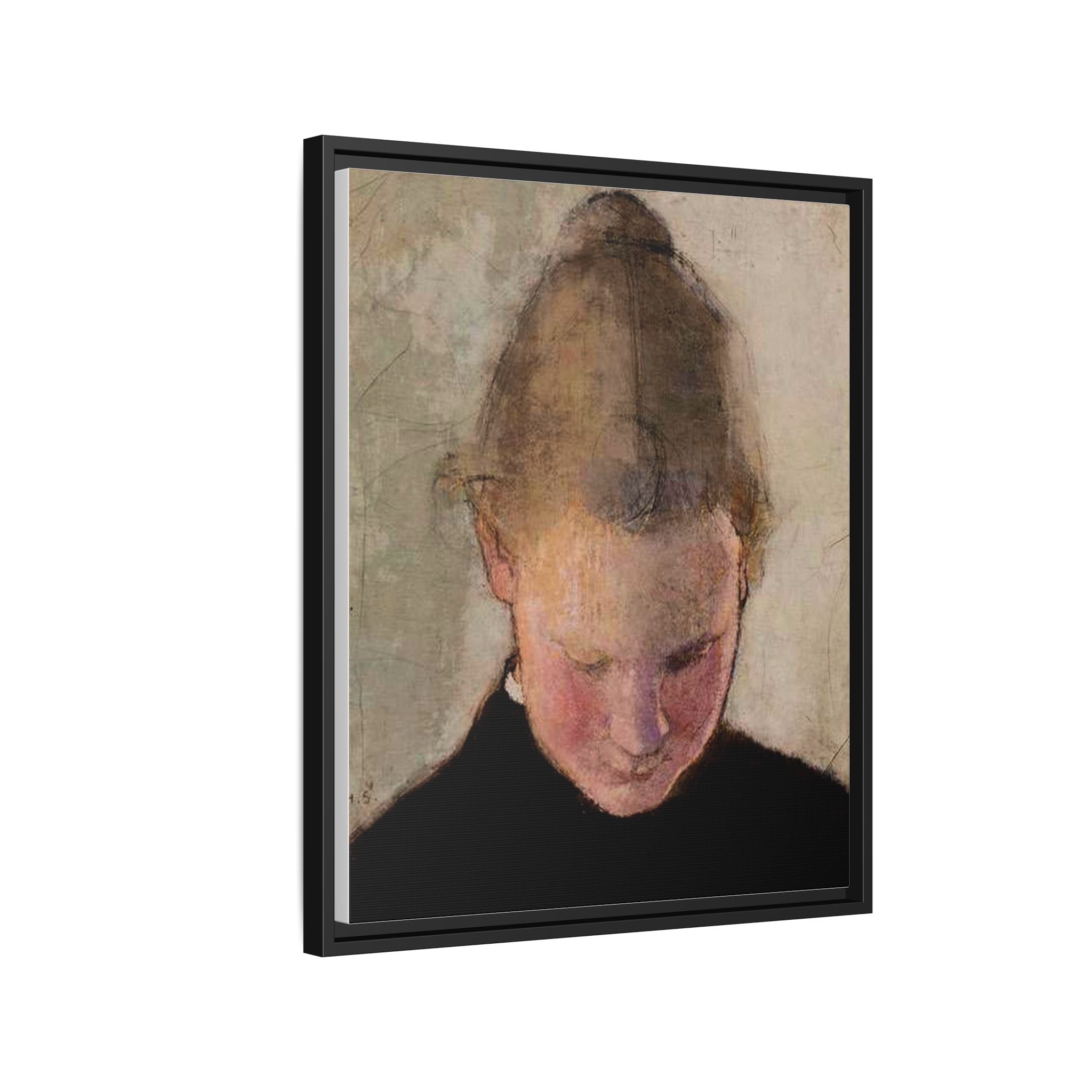 Lukeva tytto by Helena Schjerfbeck Framed Matte Canvas Art Print