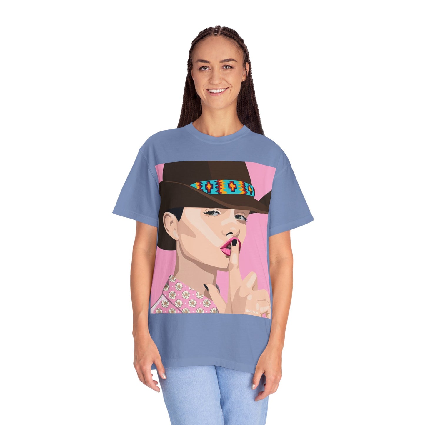 Cowgirl Pop Art T-Shirt — Pink 'Shh' Graphic Tee
