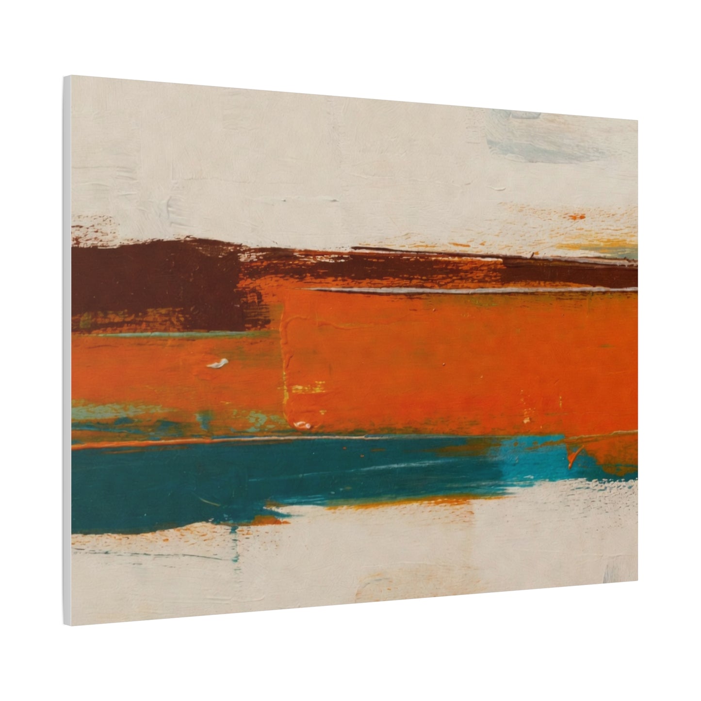 Abstract Orange & Teal Matte Canvas Wall Art — Stretched 1.25"