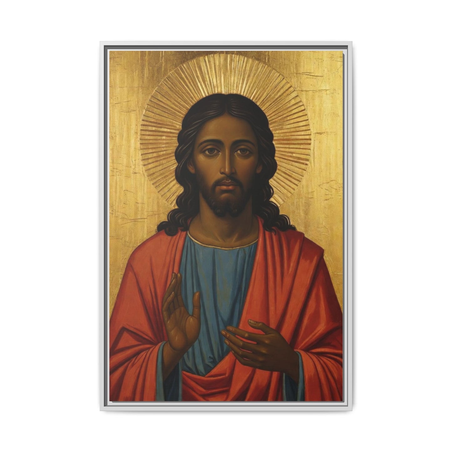 Framed Orthodox Christ Icon Matte Canvas — Religious Wall Art for Home, Church, or Prayer Corner