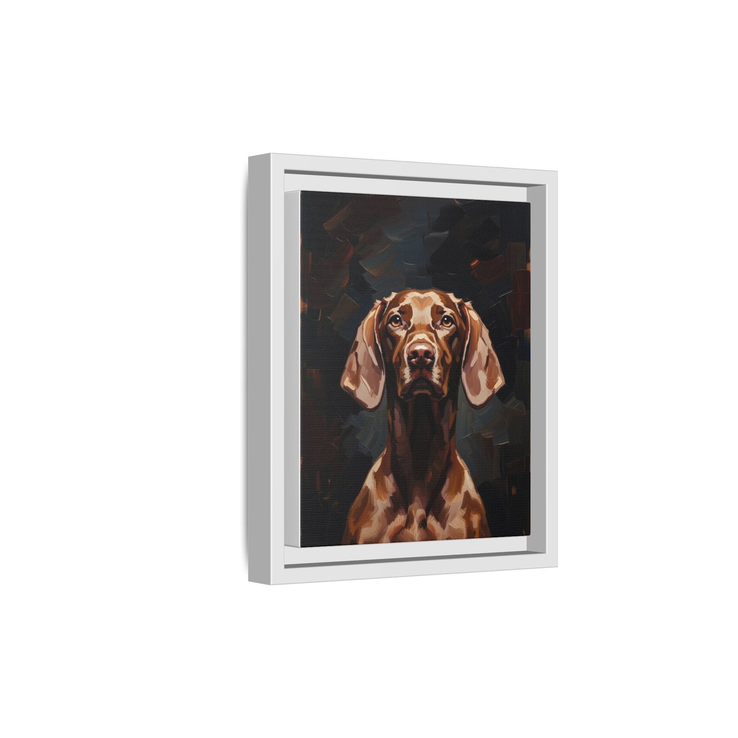 Framed Matte Canvas Dog Portrait – Brown Vizsla Wall Art