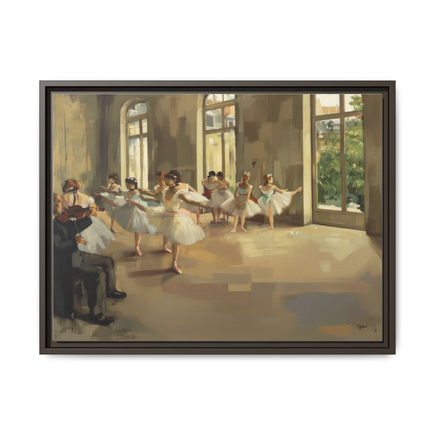 Framed Matte Canvas Print — Ballet Class Scene (Impressionist Dancers)