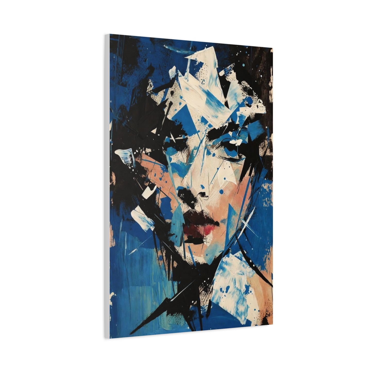 Abstract Blue Portrait Canvas Print — Modern Stretched Wall Art