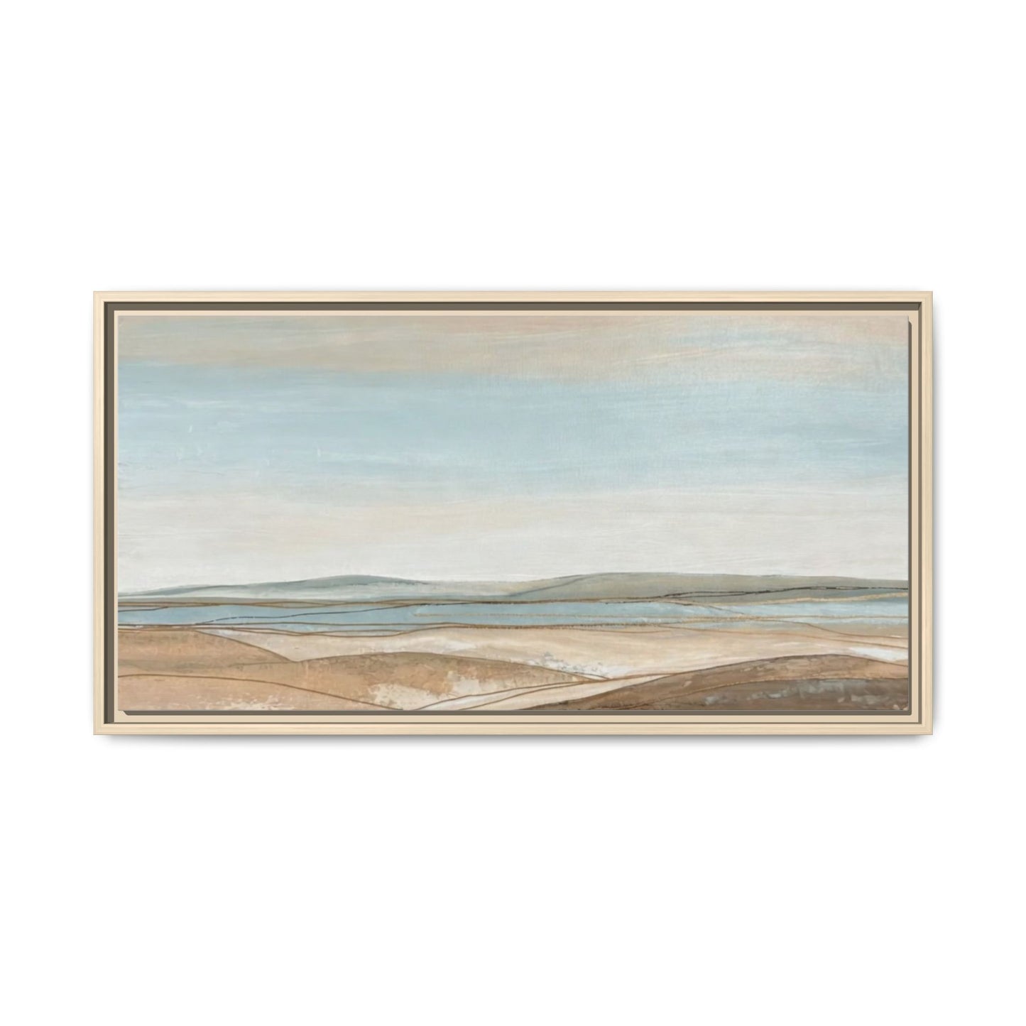 Framed Abstract Landscape Matte Canvas — Serene Coastal Horizon Wall Art