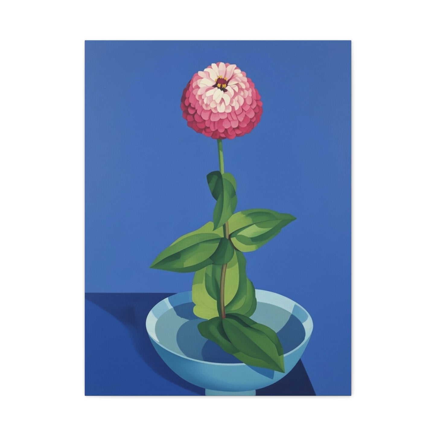 Pink Zinnia Still Life Matte Canvas Wall Art — Stretched 1.25"