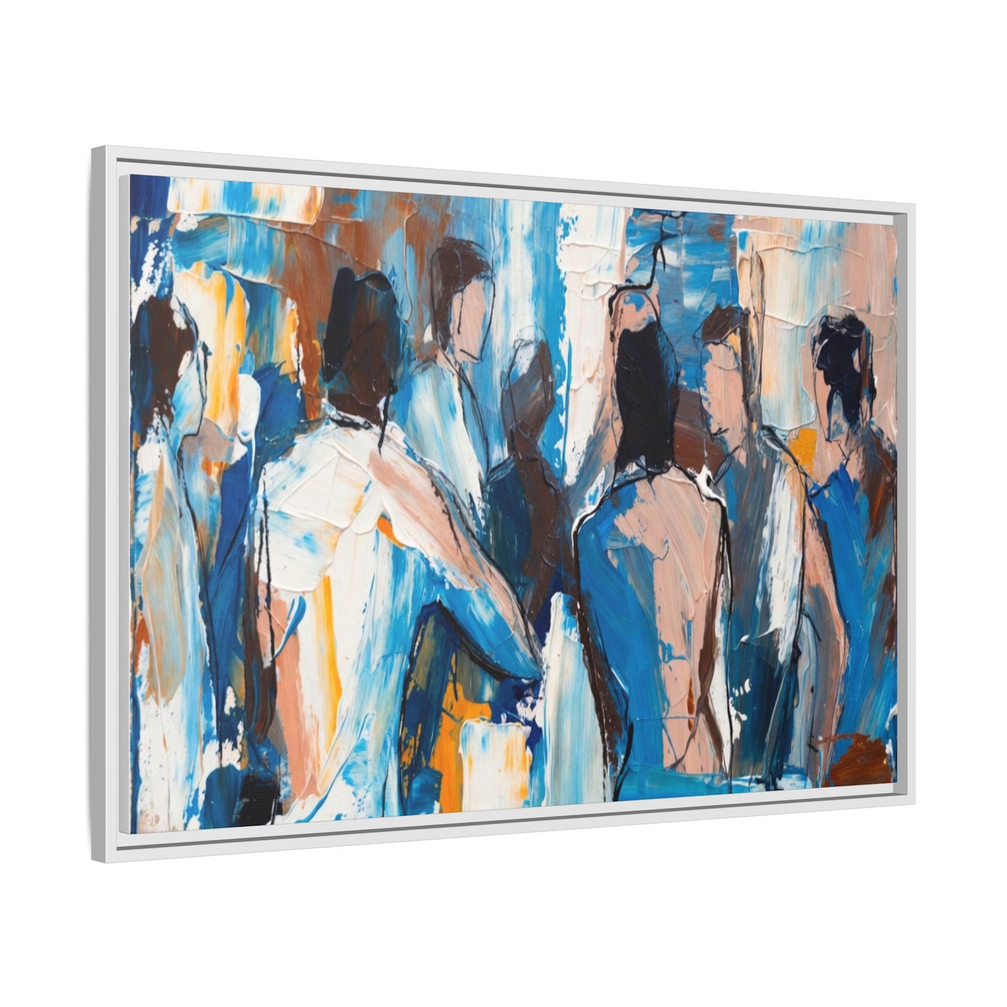 Abstract Coastal Figures Matte Canvas Framed Wall Art