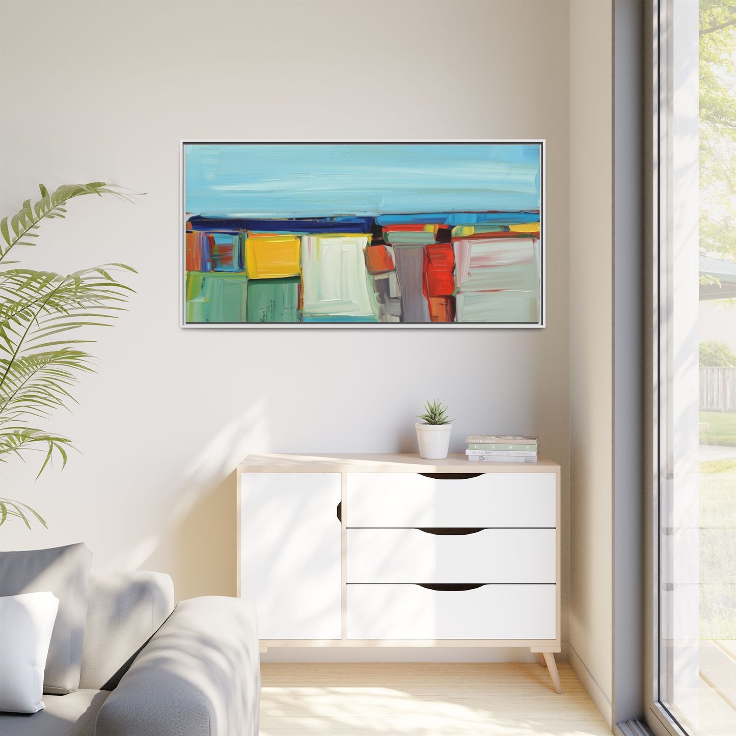 Abstract Coastal Blocks Matte Canvas Print (Framed)