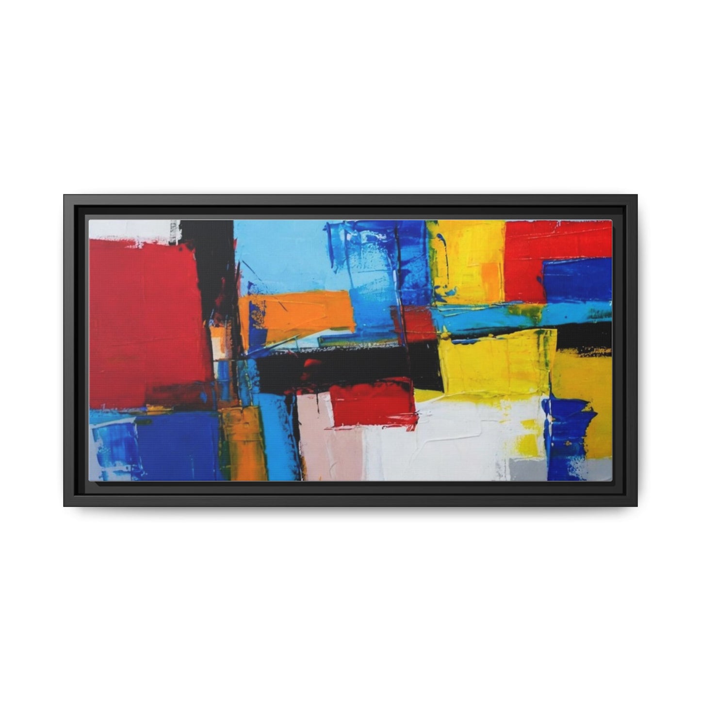 Abstract Color Block Matte Canvas Framed Wall Art