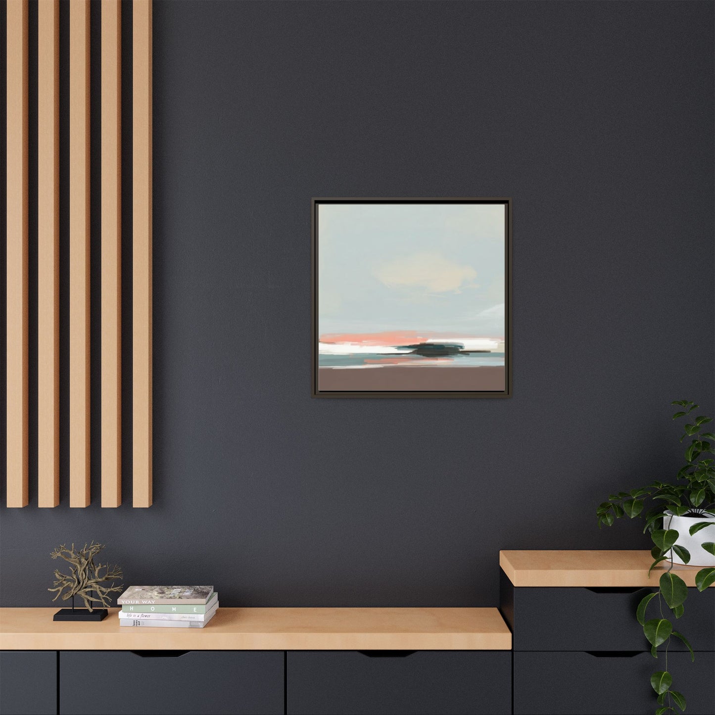 Framed Matte Canvas Print — Soft Coastal Abstract Landscape