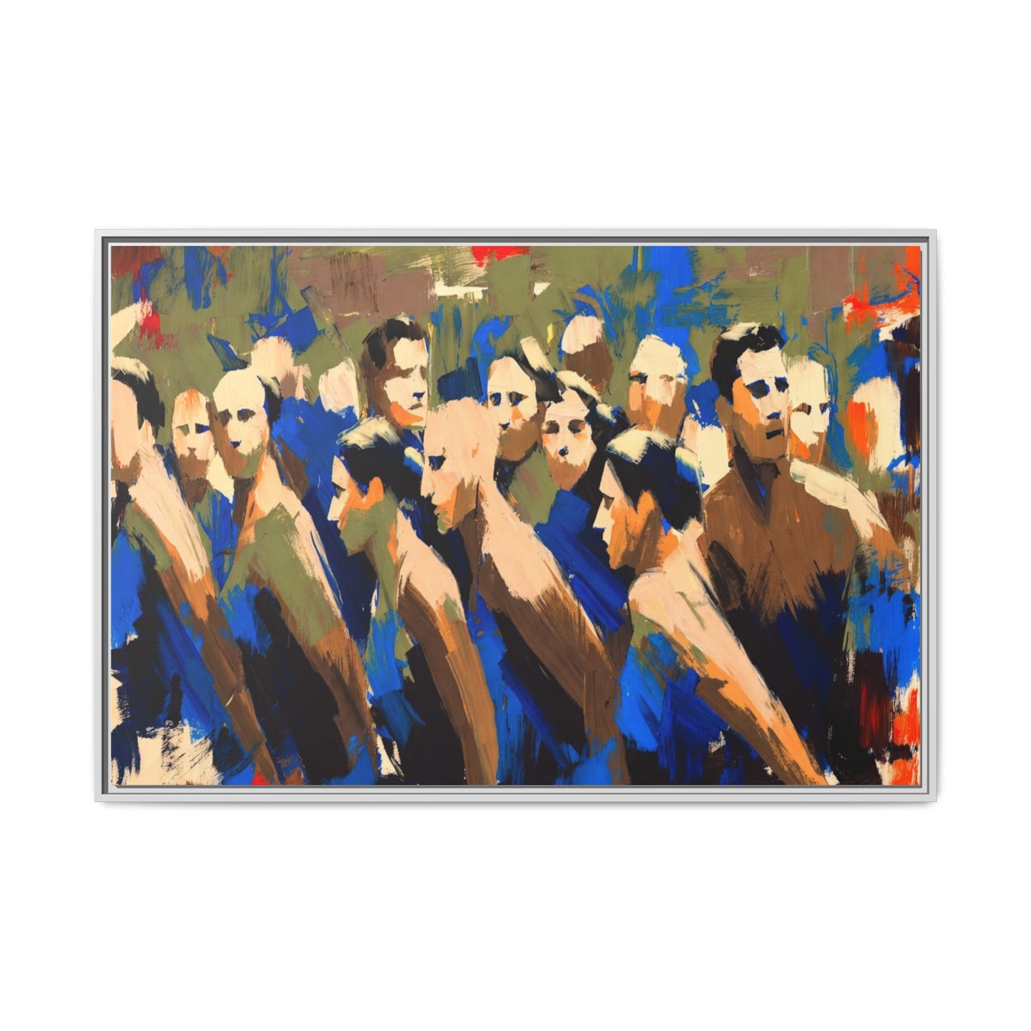 Abstract Crowd Matte Canvas Print — Framed Multi-Color Wall Art