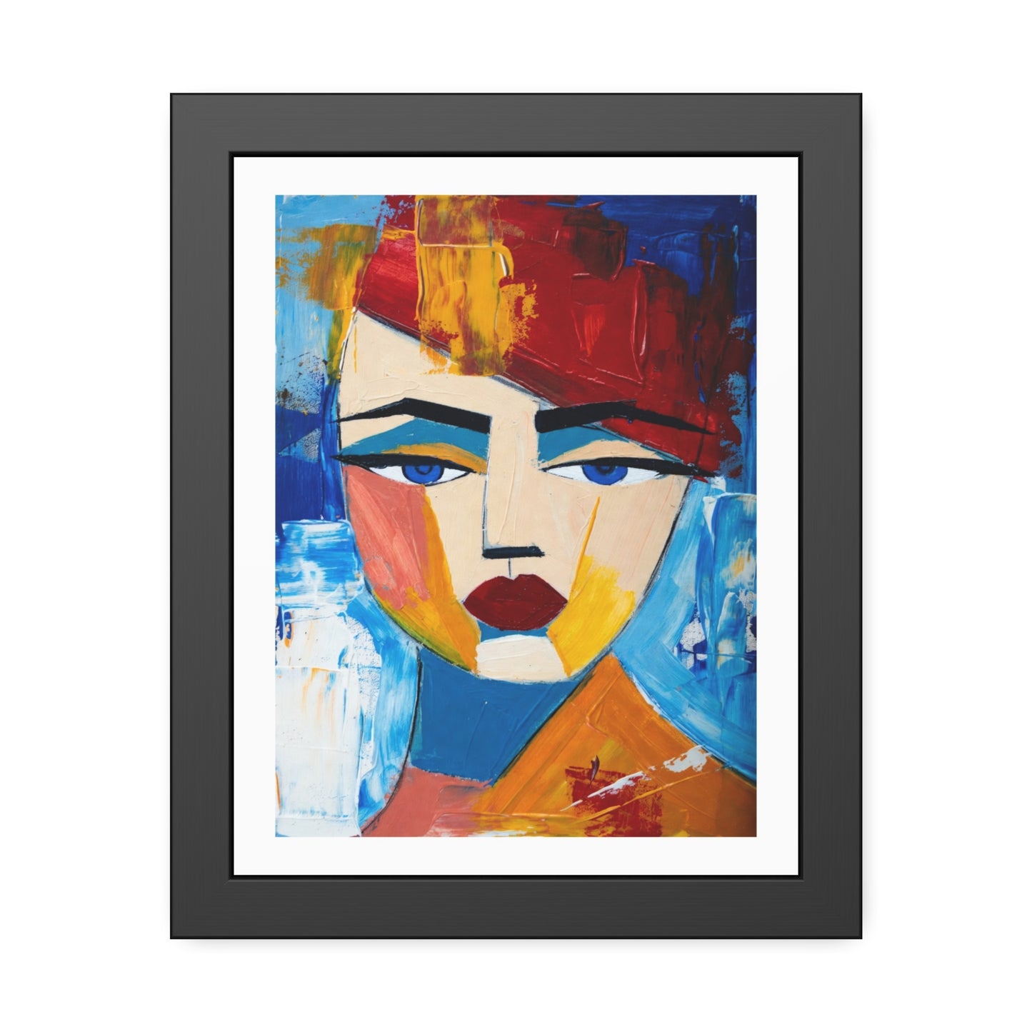 Abstract Colorful Face Framed Poster — Modern Pop Art Wall Print