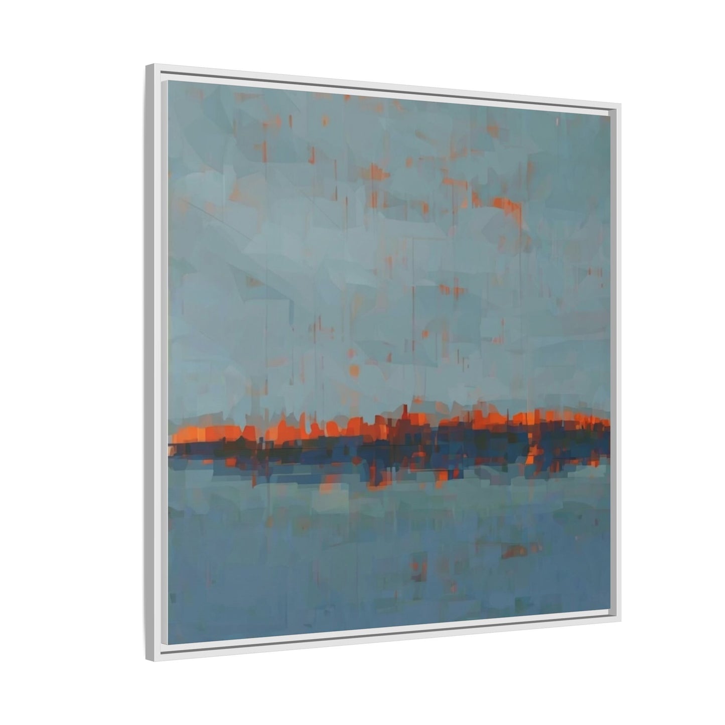 Framed Canvas Art — Teal & Orange Abstract Seascape