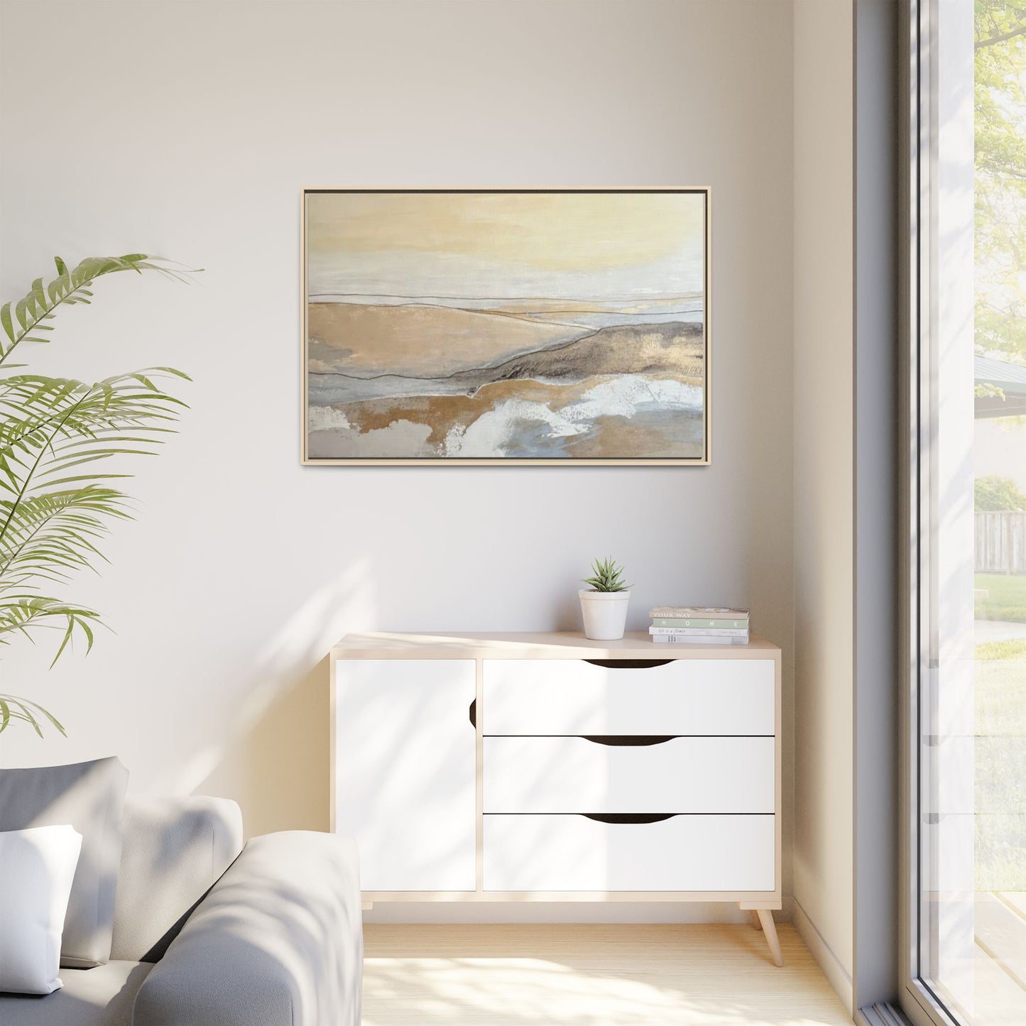 Framed Abstract Coastal Landscape Matte Canvas Wall Art