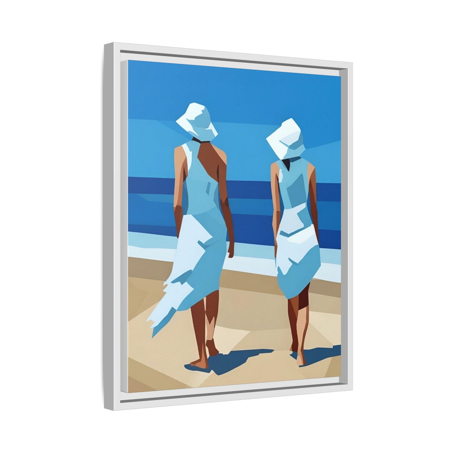 Seaside Stroll Matte Canvas Framed Print — Coastal Beach Art