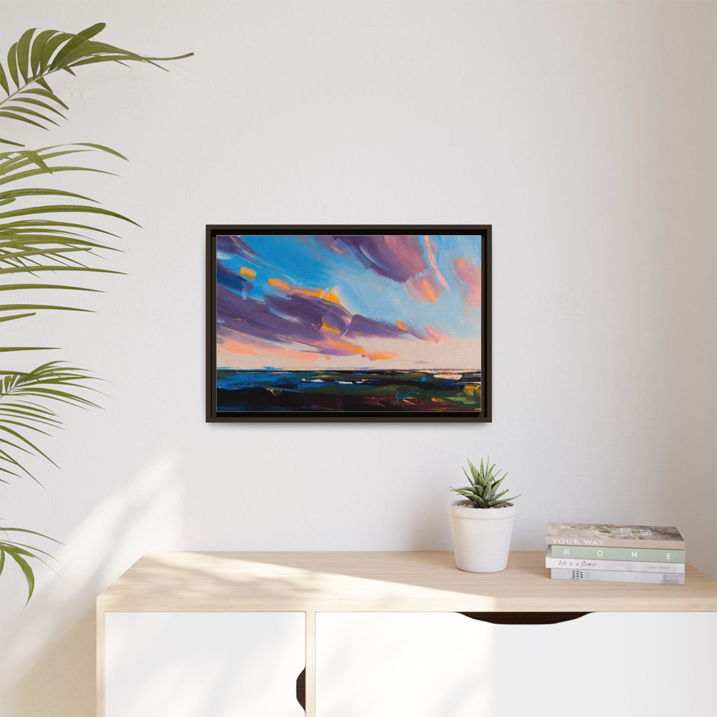 Framed Matte Canvas Abstract Seascape Sunset Art Print