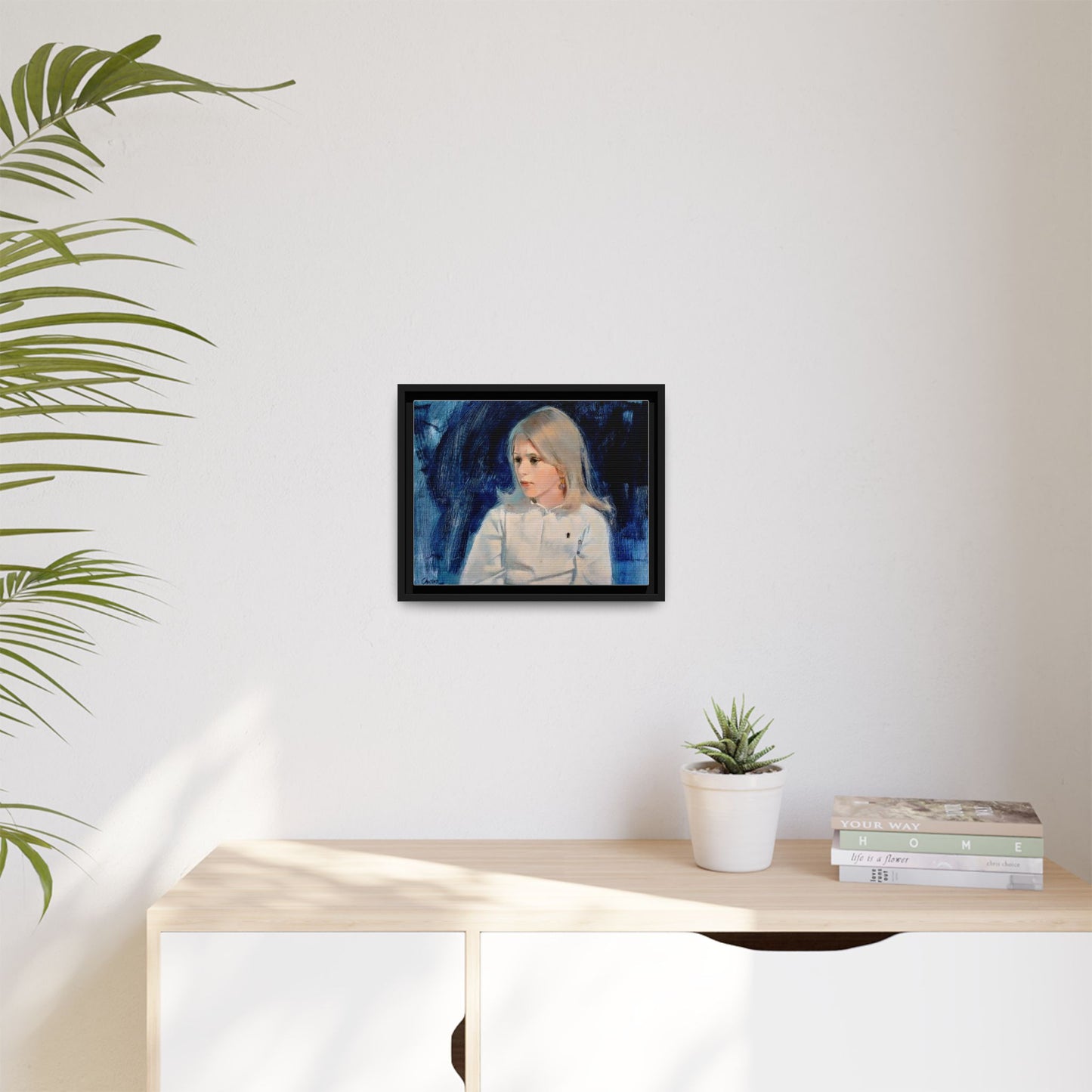 Painting of girl by Unknown Artist Framed Matte Canvas Classic Wall Art