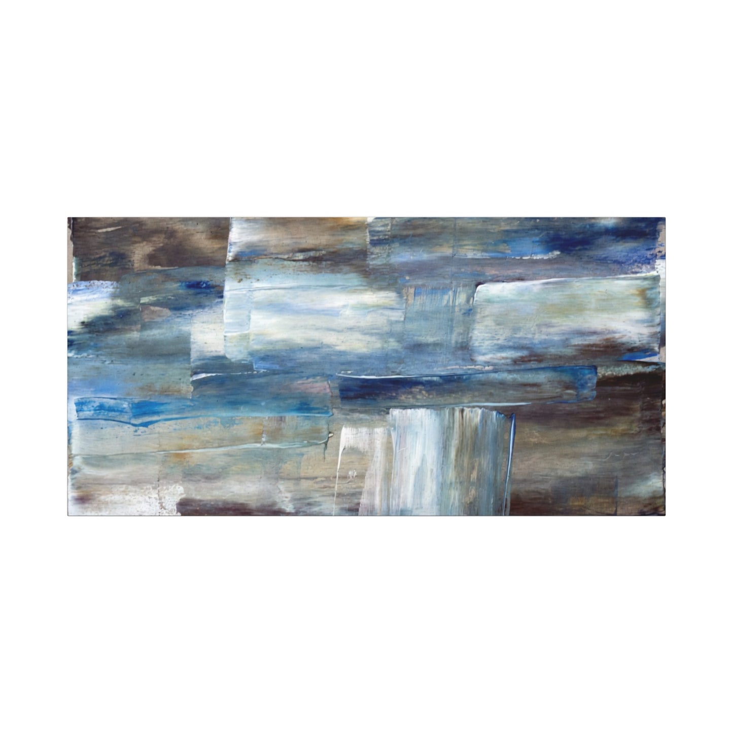 Abstract Blue Waterfall Matte Canvas Wall Art, Stretched 1.25"