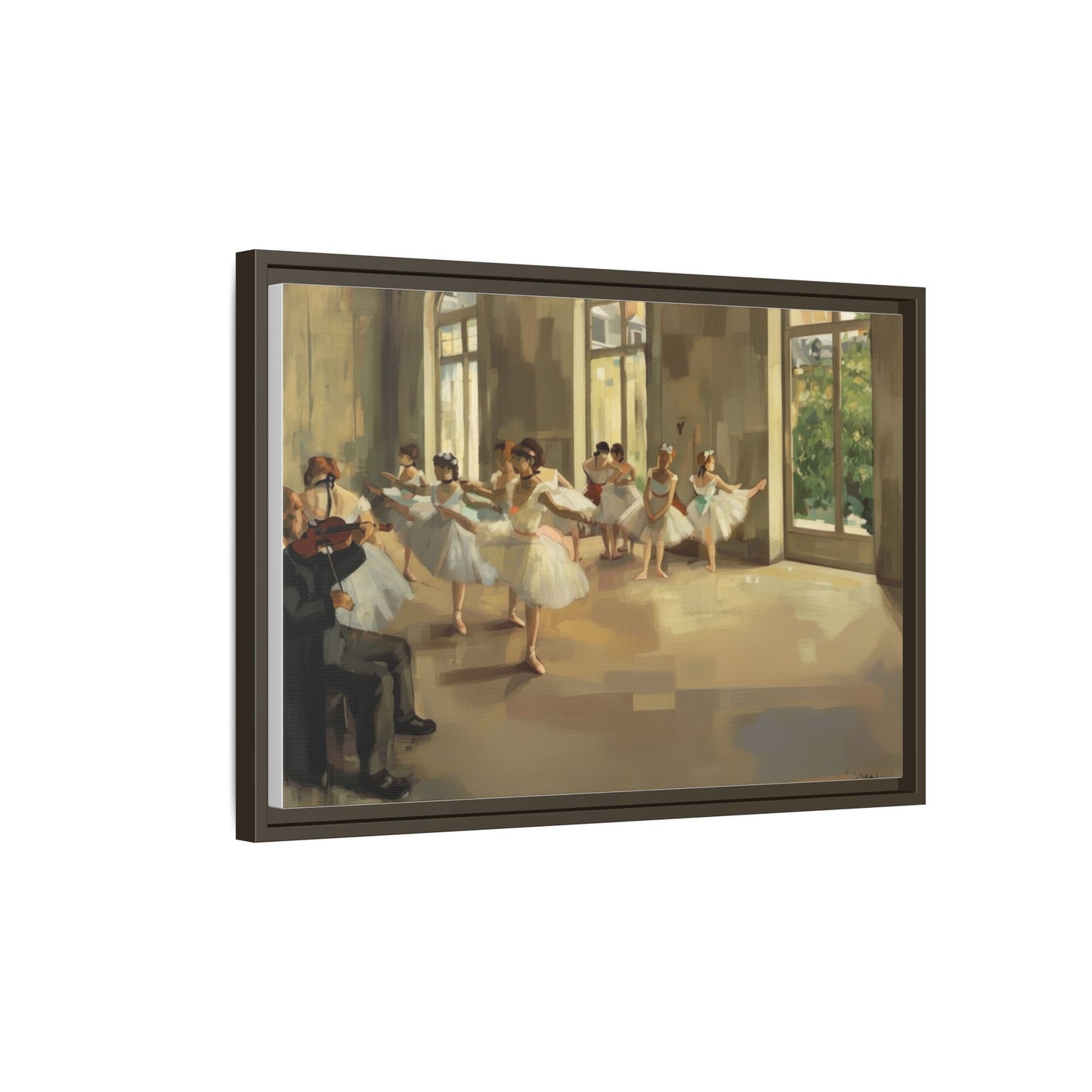 Framed Matte Canvas Print — Ballet Class Scene (Impressionist Dancers)