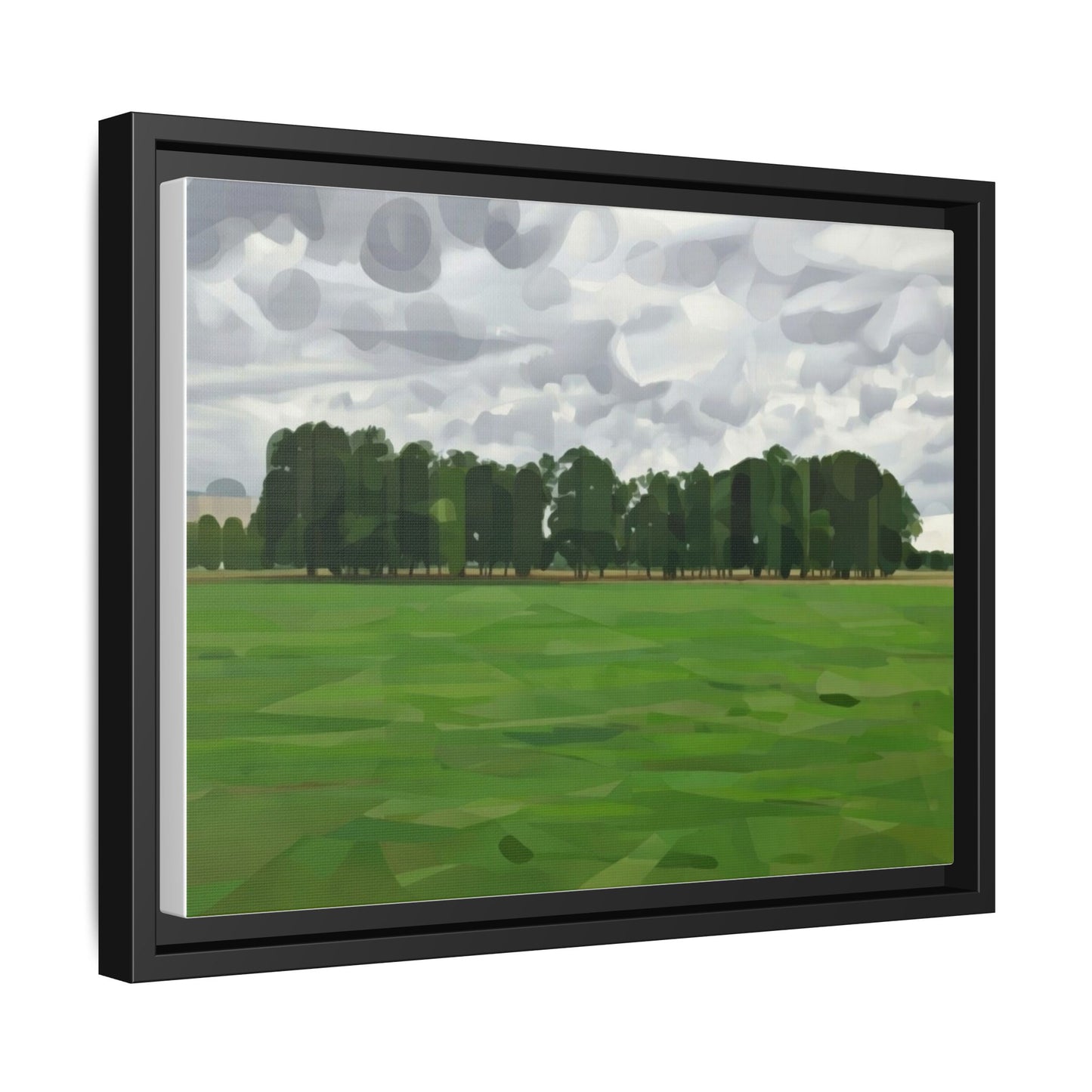 Framed Matte Canvas Print — Minimalist Green Landscape Art