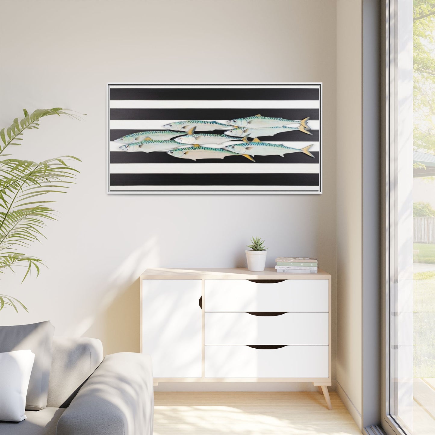 Striped Mackerel Canvas Print — Framed Matte Fish Wall Art