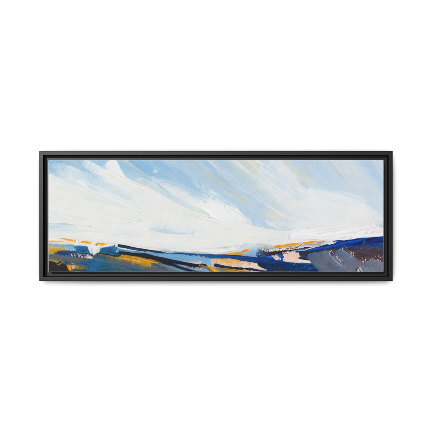 Framed Abstract Seascape Canvas Print — Matte Multi‑Color Wall Art