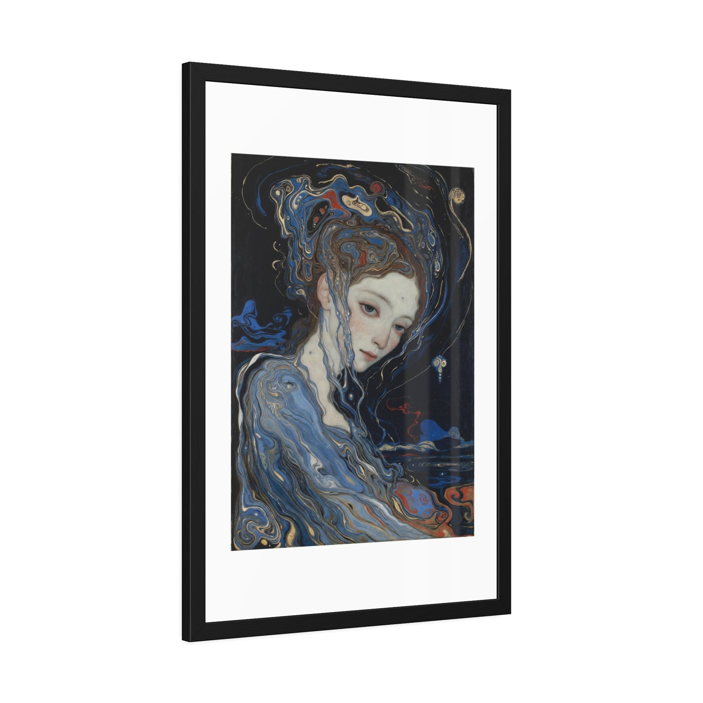 Framed Art Print — Dreamy Blue Portrait Poster