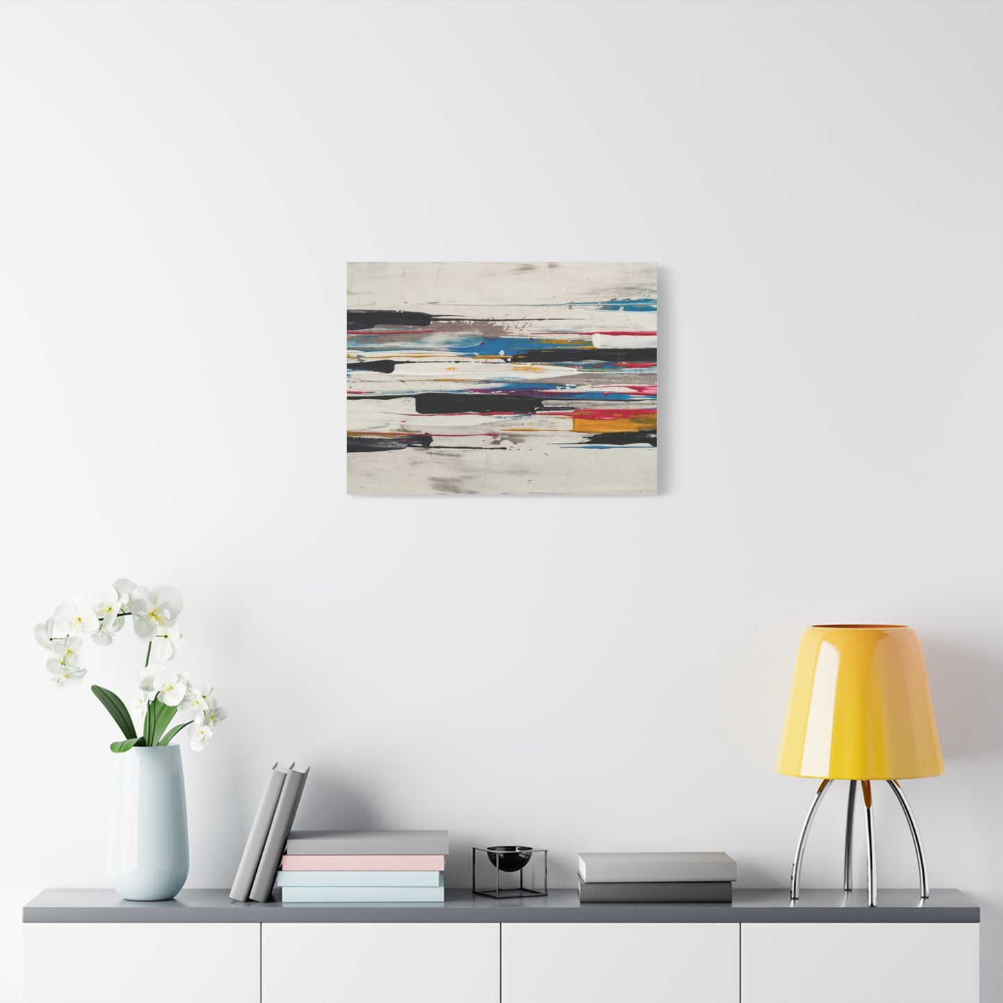 Abstract Color Streaks Matte Canvas Print — Modern Horizontal Wall Art